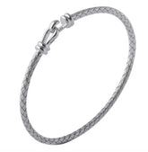 Sterling Silver 3mm Braided Rope Bracelet With Hook Clasp - 7"